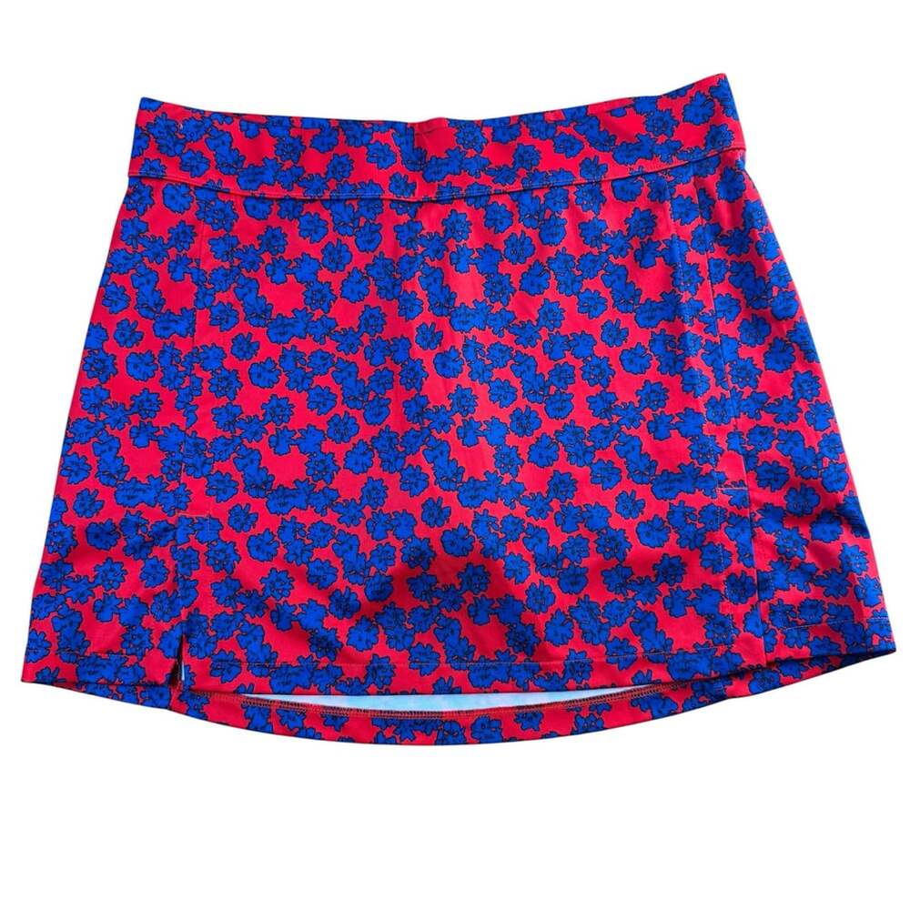 J.Lindeberg Red and Blue Floral Print Golf Tennis Skort Skirt Size M